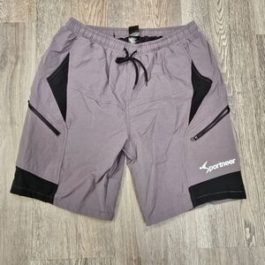 sportneer mens gray padded cycling shorts mens size 2XL drawstring athletic